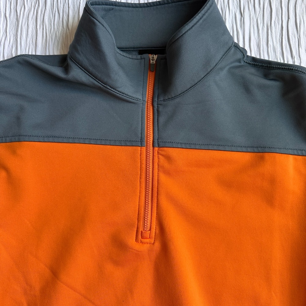 Dunning Golf Quarter Zip Pullover Orange Gray‎ Performance Mens Large - Picture 5 of 7